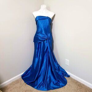 Sz 12 (fits modern 8ish) Y2K Vintage Jessica McClintock Cornflower Blue Gown